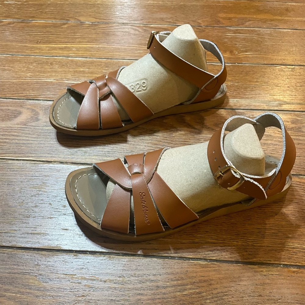 Salt Water Original Sandals Brown Leather Girls Size 4